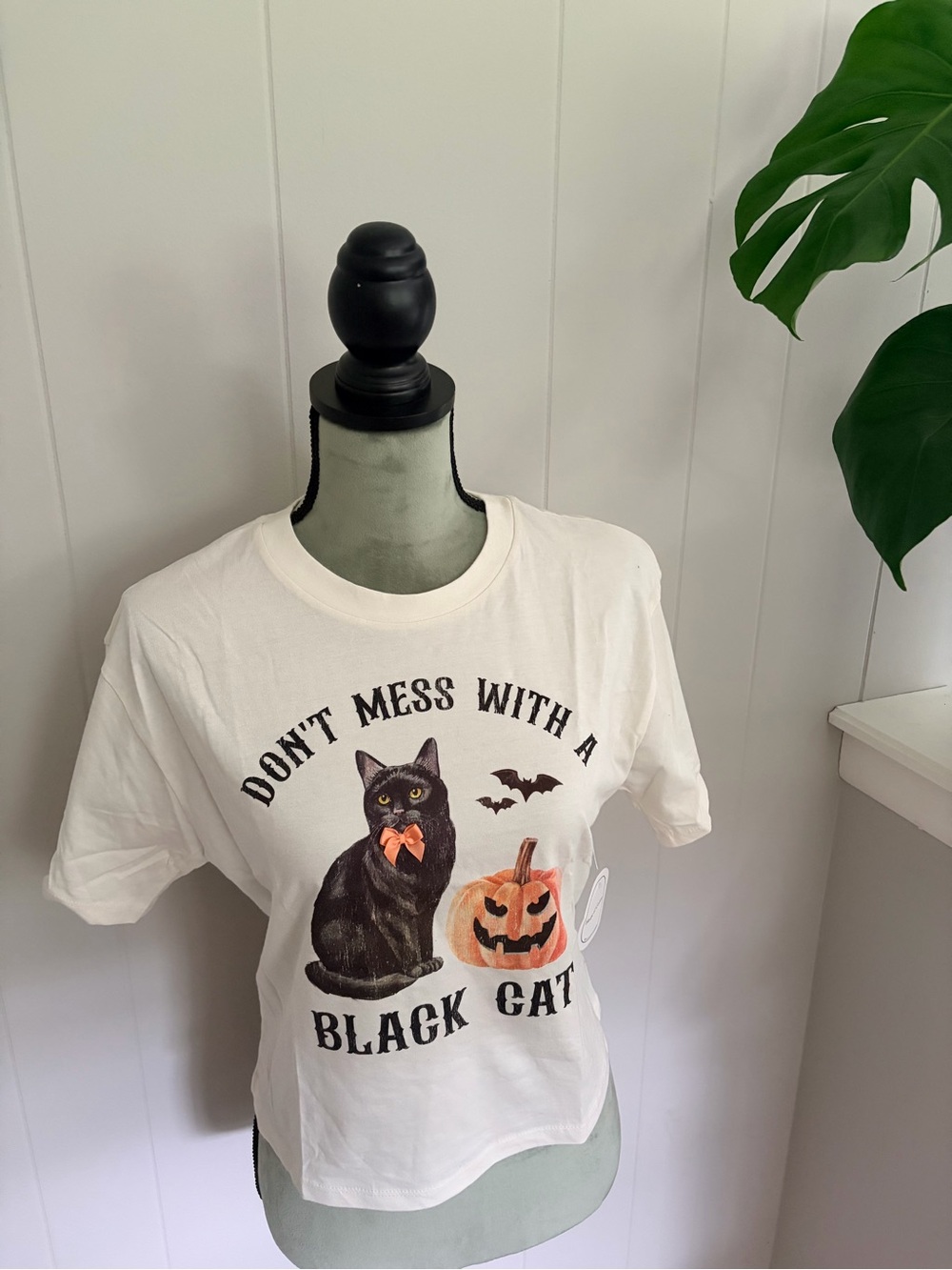 Don't Mess With A Black Cat Graphic Tee - White